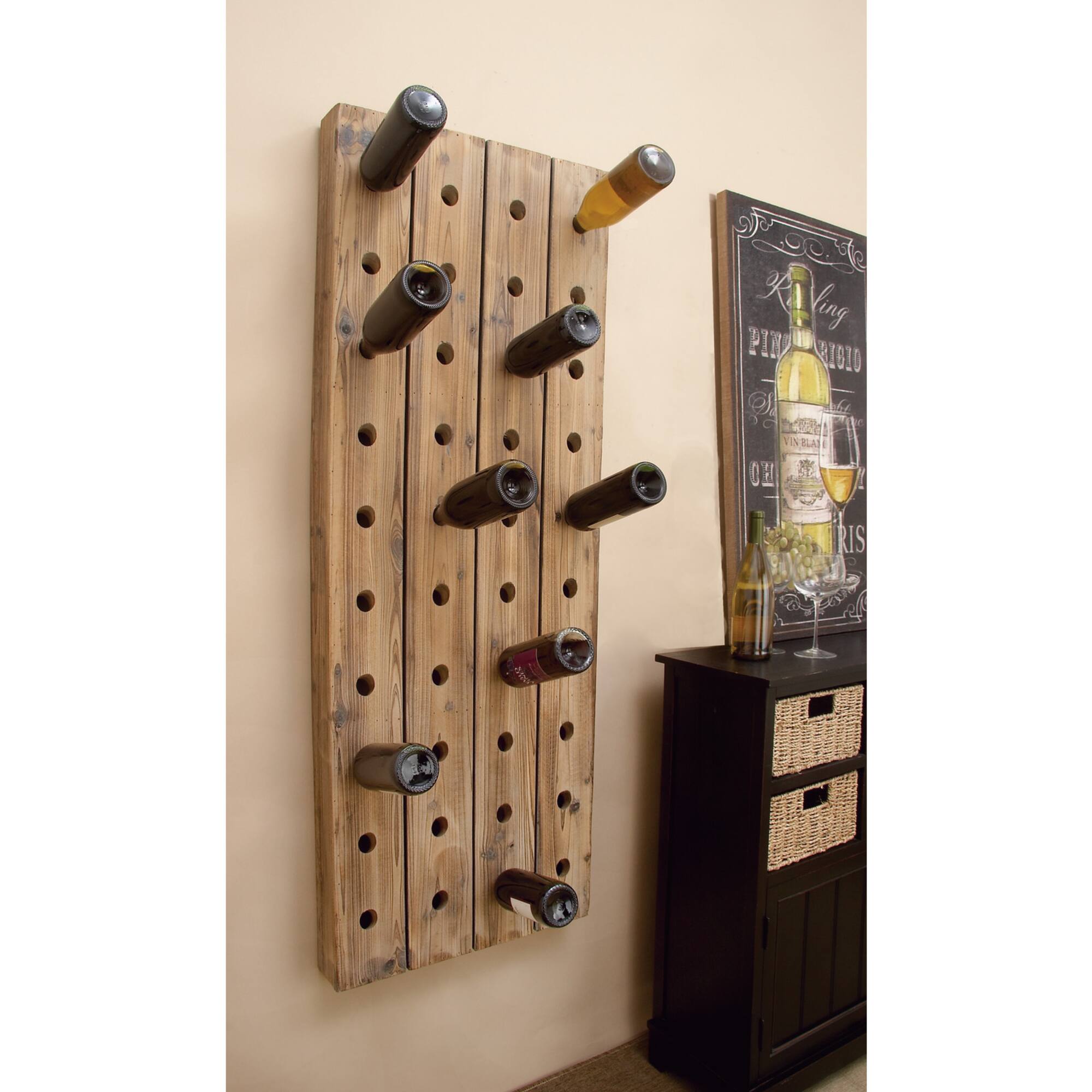 Brown Wooden Pallet Wall Wine Rack